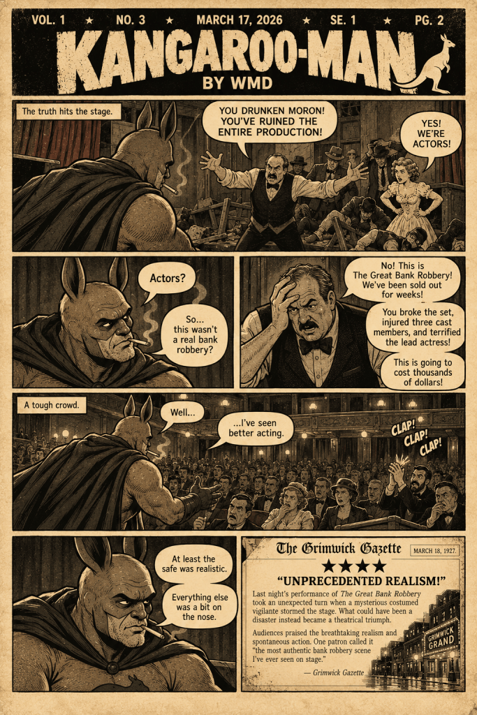 page two of episode 3 of Kangaroo-Man a web comic superhero noir detective series